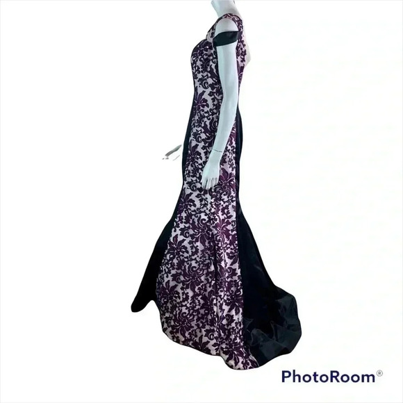 Rachel Allan COUTURE Size 12 Purple Hand Beaded Trumpet Gown Prom Dress Formal - Picture 4 of 9